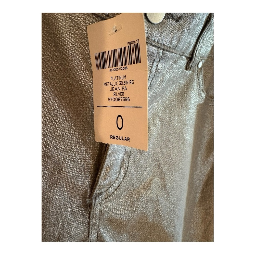 Chico's NWT Platinum Denim Metallic Jeans in a silver color. - Picture 4 of 7